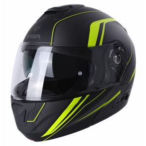 RSA Rival - Casque de moto noir-gris-jaune fluo à visière relevable