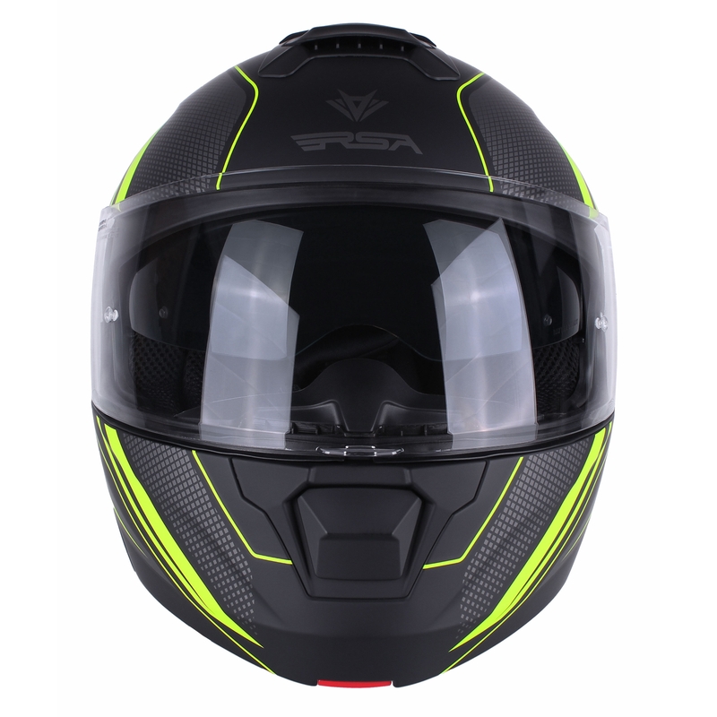 RSA Rival - Casque de moto noir-gris-jaune fluo à visière relevable