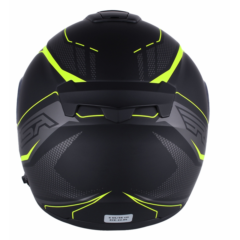 RSA Rival - Casque de moto noir-gris-jaune fluo à visière relevable
