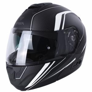 RSA Rival - Casque de moto noir-gris-blanc à visière relevable