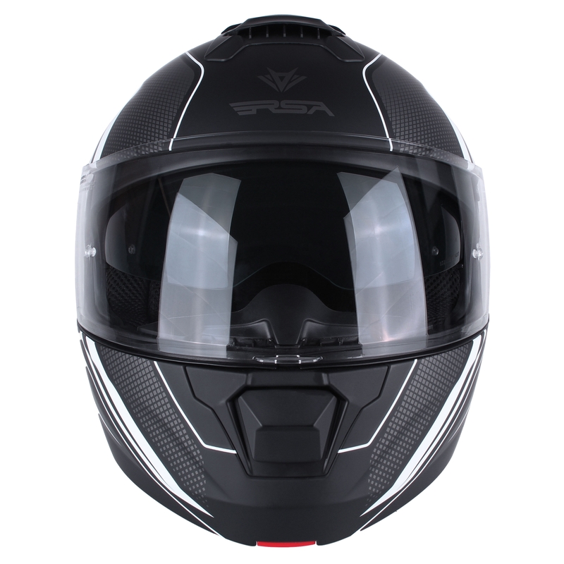 RSA Rival - Casque de moto noir-gris-blanc à visière relevable soldes