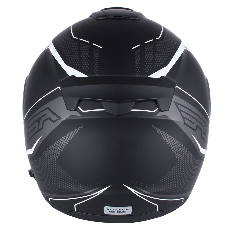 RSA Rival - Casque de moto noir-gris-blanc à visière relevable soldes