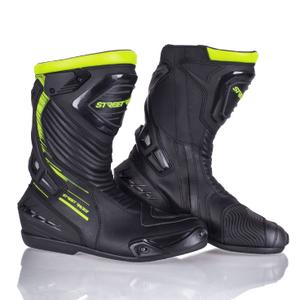 Bottes de moto Street Racer Grid noires et jaunes fluo
