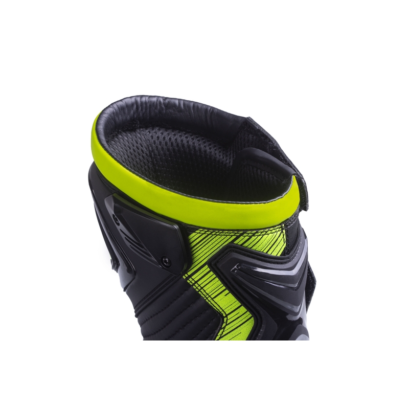 Bottes de moto Street Racer Grid noires et jaunes fluo