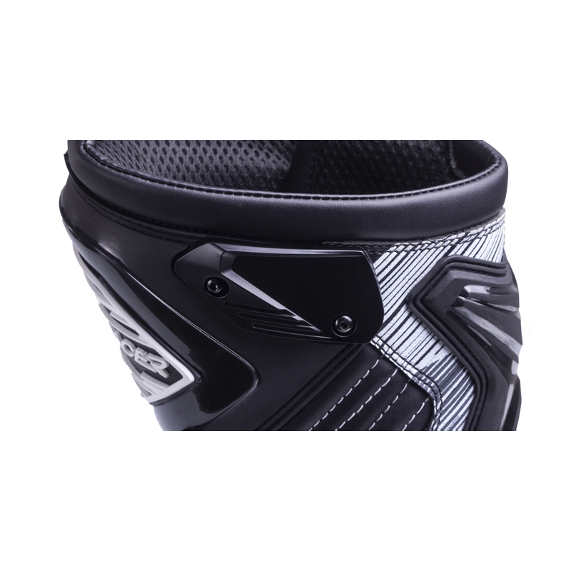 Bottes de moto Street Racer Grid noires et blanches