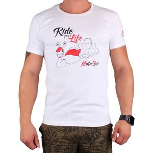 T-shirt s motivem MotoZem Ride your life blanc soldes