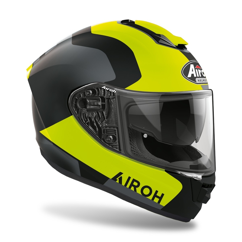 Casque moto intégral Airoh ST.501 Dock 2022 jaune fluo mat soldes