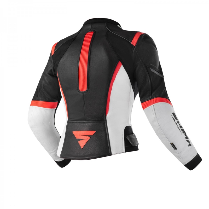 Veste de moto Shima Miura 2.0 pour femme, noir-blanc-rouge fluo