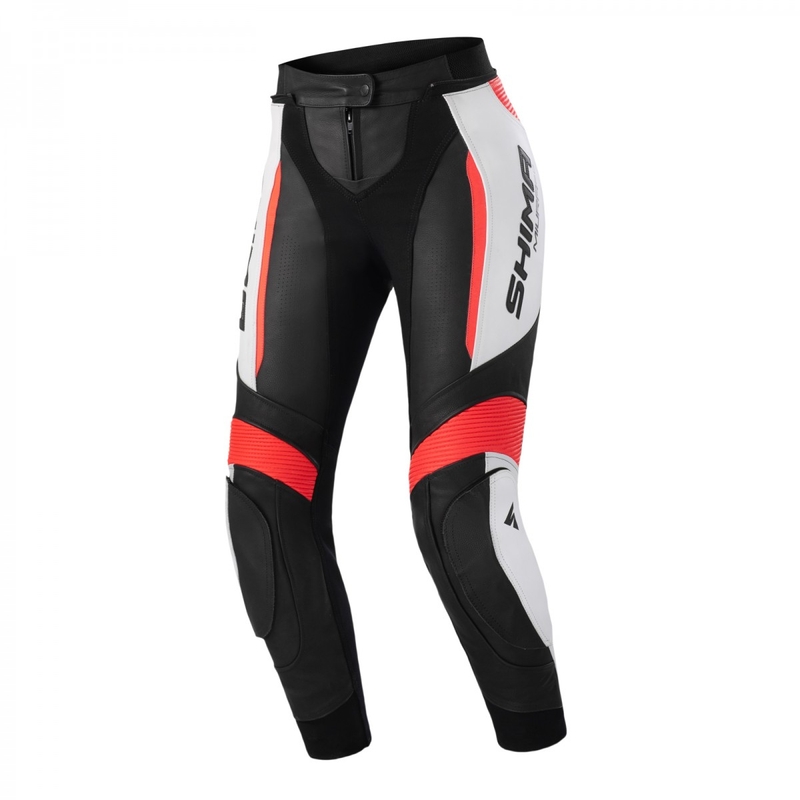Pantalon de moto Shima Miura 2.0 Black-White-Fluo Red pour femme
