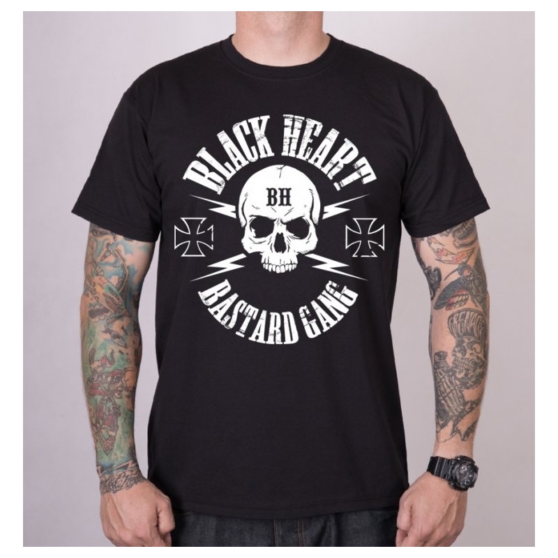 T-shirt Hommes Noir Heart Bastard Skull noir