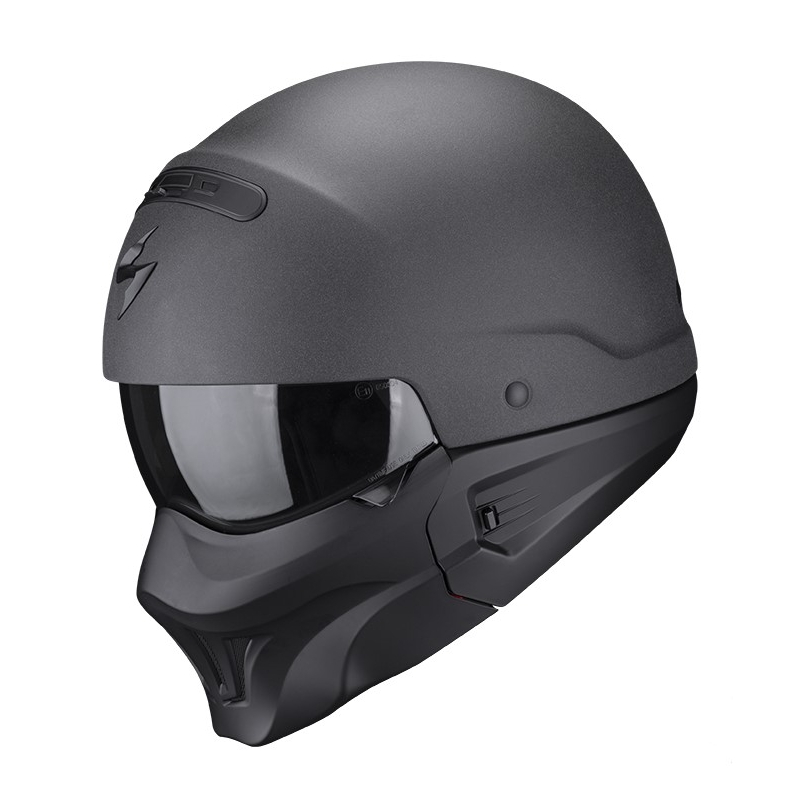 Casque ouvert avec masque Scorpion Exo-Combat Evo Graphite gris foncé