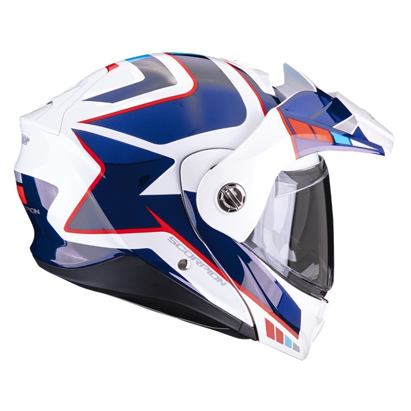 Casque moto SCORPION ADX-2 CAMINO pearl blanc-bleu-rouge soldes