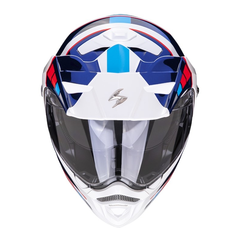 Casque moto SCORPION ADX-2 CAMINO pearl blanc-bleu-rouge soldes