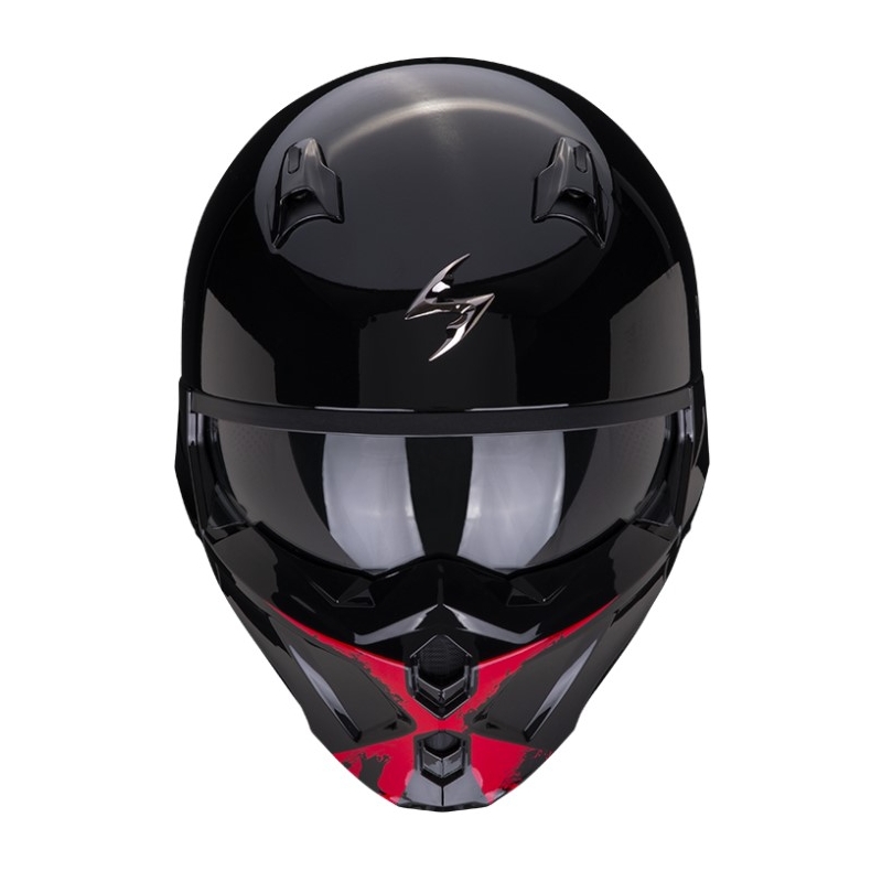 Casque ouvert avec masque SCORPION COVERT-X TANKER noir-rouge