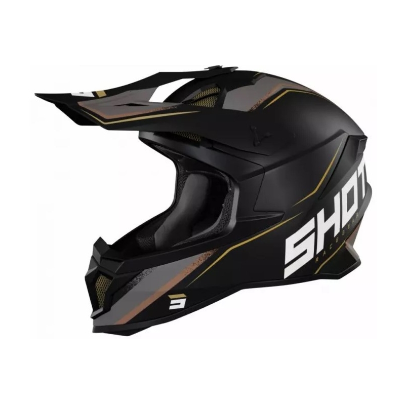 Casque de motocross Shot Lite Prism noir-or soldes