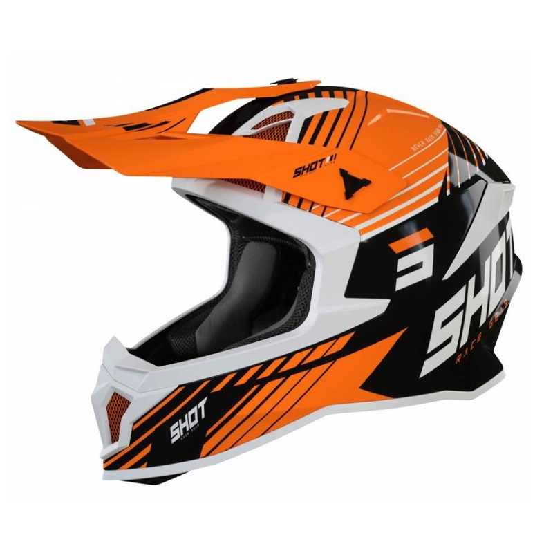 Casque motocross Shot Lite Fury noir-blanc-orange soldes