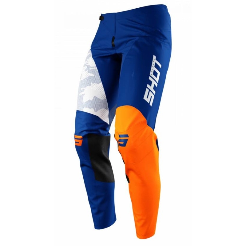 Pantalon Motocross Shot Contact Camo Bleu-Blanc-Orange soldes