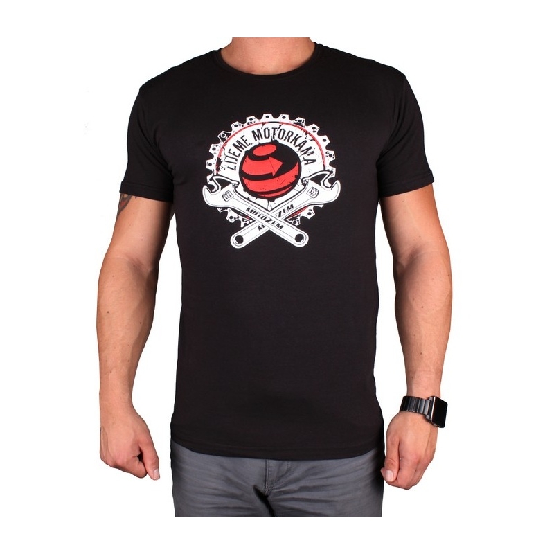 T-shirt s motivem MotoZem Nous vivons de la moto noir soldes