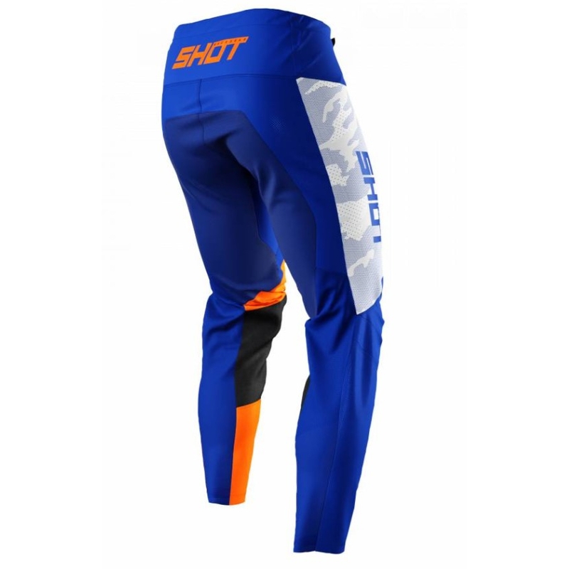 Pantalon Motocross Shot Contact Camo Bleu-Blanc-Orange soldes