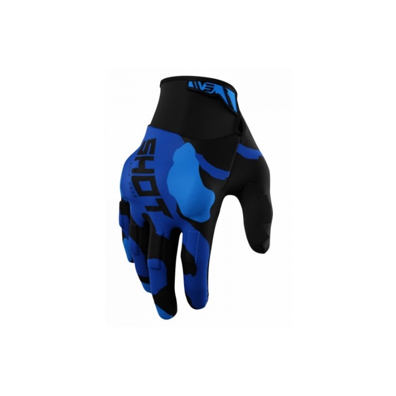 Gants motocross Shot Drift Camo noir-camo-bleu soldes