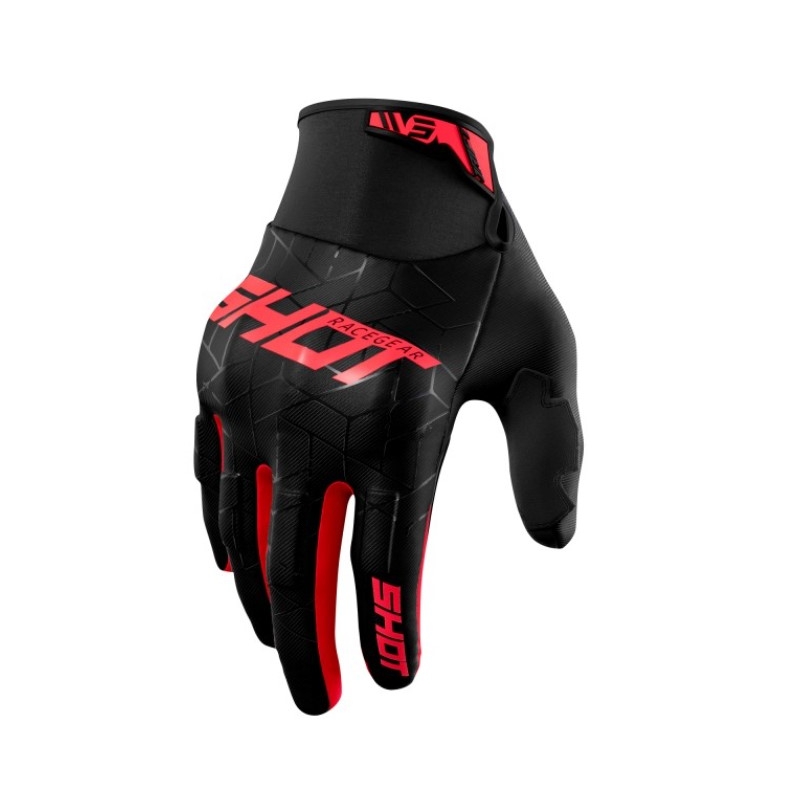 Gants motocross Shot Drift Spider noir-rouge soldes