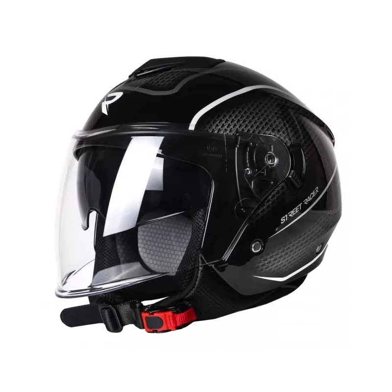 Casque moto ouvert Street Racer Pilot noir et blanc