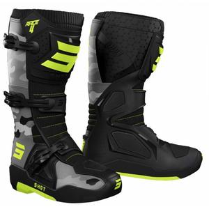 Bottes de moto Shot Race 4 camo-fluo jaune
