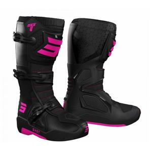 Bottes de moto Shot Race 4 noir-rose fluo