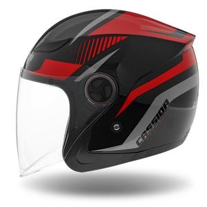 Casque de moto ouvert Cassida Reflex noir-rouge-gris
