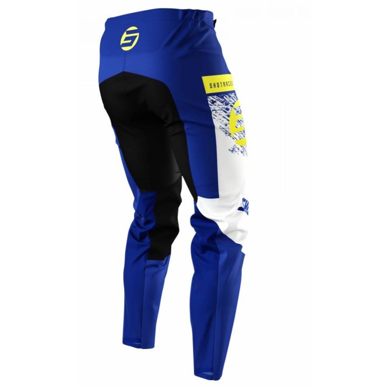 Pantalon motocross enfant Shot Devo Roll jaune fluo-bleu soldes