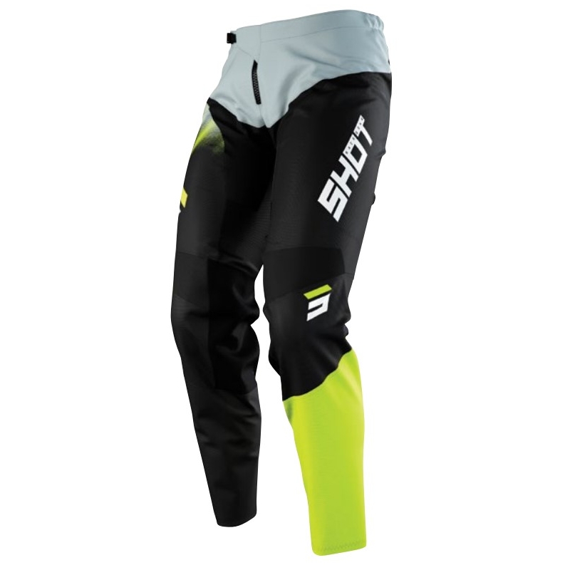 Pantalon motocross enfant Shot Devo Versus noir-jaune fluo-gris soldes