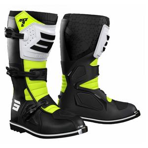 Bottes de moto pour enfants Shot Race 2 noir-blanc-jaune fluo