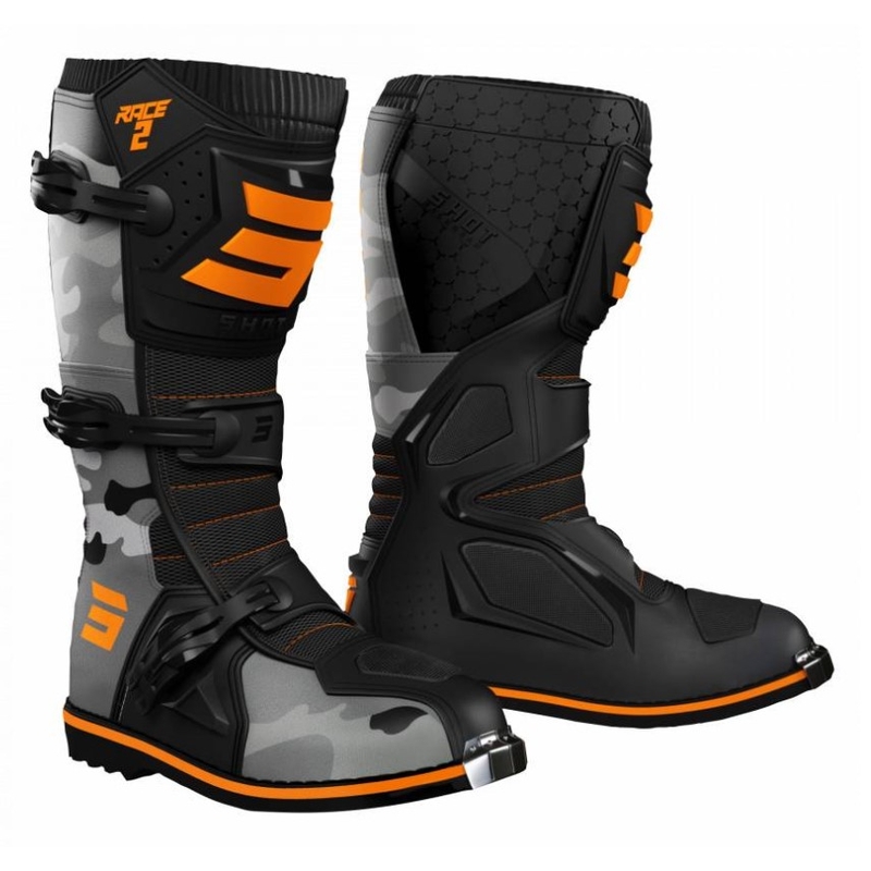 Bottes de moto pour enfants Shot Race 2 camo-fluo orange soldes