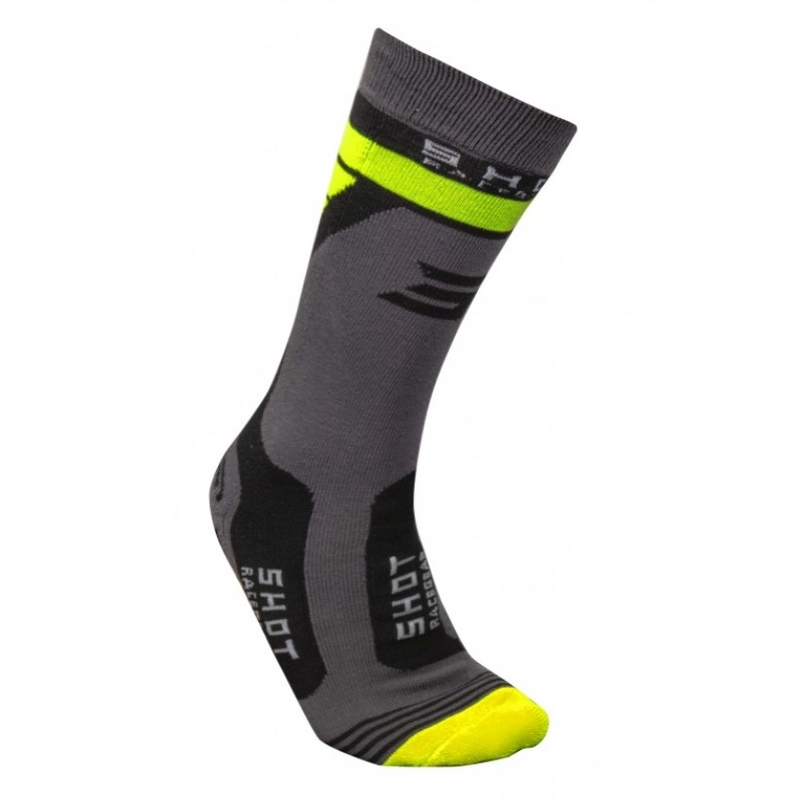Chaussettes Shot Race 2.0 gris-jaune fluo