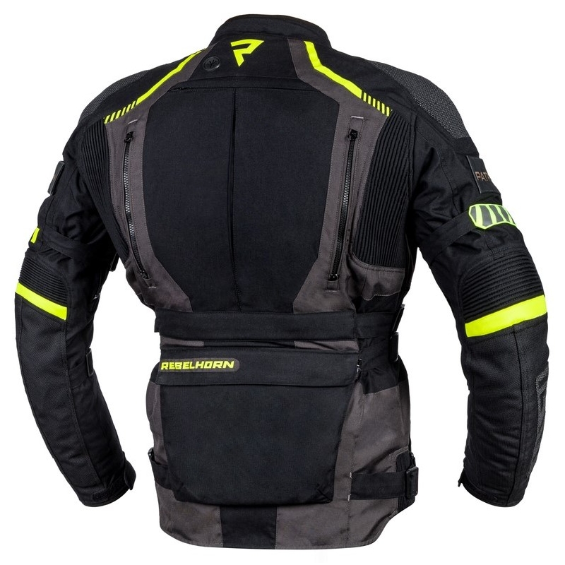 Veste de moto Rebelhorn Patrol noir-gris-jaune fluo
