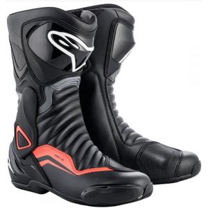 Bottes de moto Alpinestars S-MX 6 noir-gris-rouge fluo