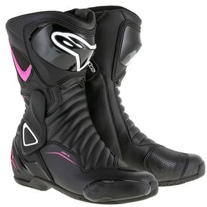 Bottes de moto Alpinestars Stella S-MX 6 pour femmes, noires, violettes et blanches