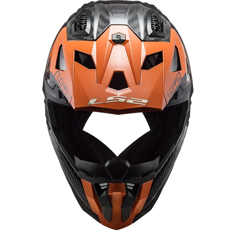 Casque motocross LS2 MX703 X-Force Victory Titanium noir-orange