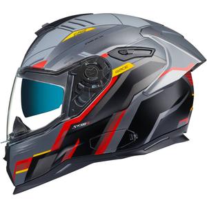 Casque moto intégral NEXX SX.100R Gridline gris-rouge soldes