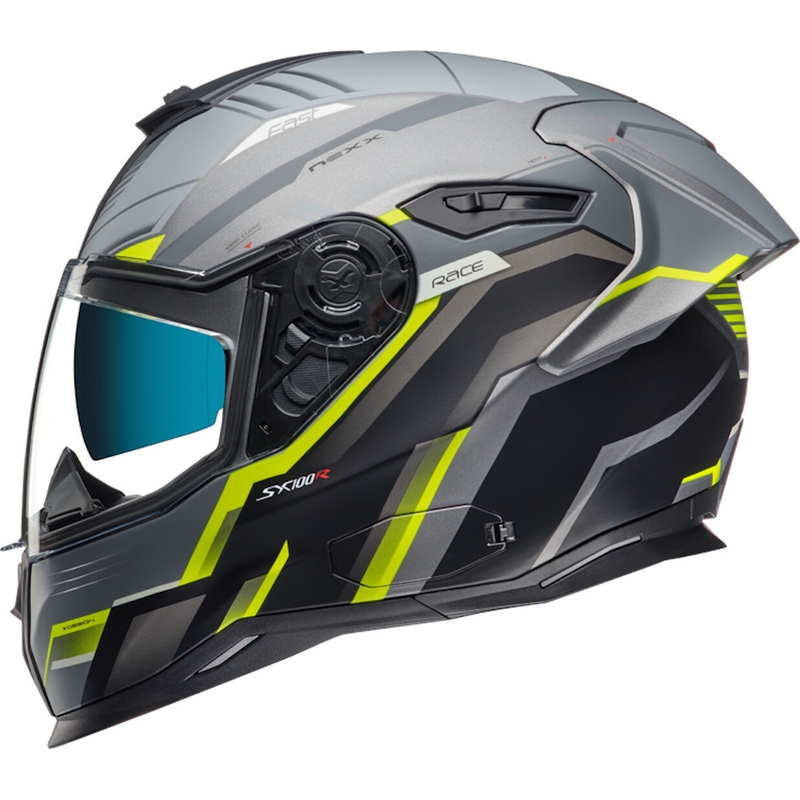 Integrální přilba na motorku NEXX SX.100R Gridline šedo-fluo žlutá výprodej