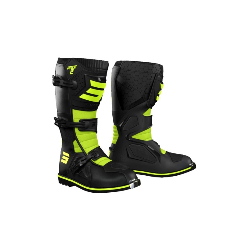 Bottes de moto Shot Race 2 noir-jaune fluo soldes