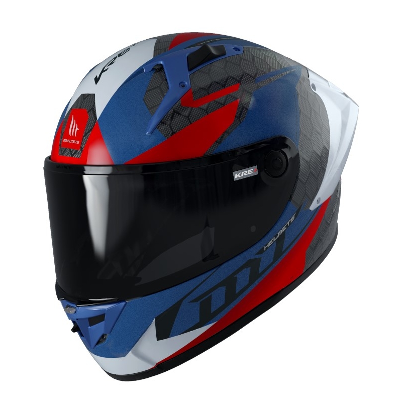 MT FF103PLUSC Casque moto intégral KRE+ Carbon Projectile D7 gris-blanc-rouge-bleu