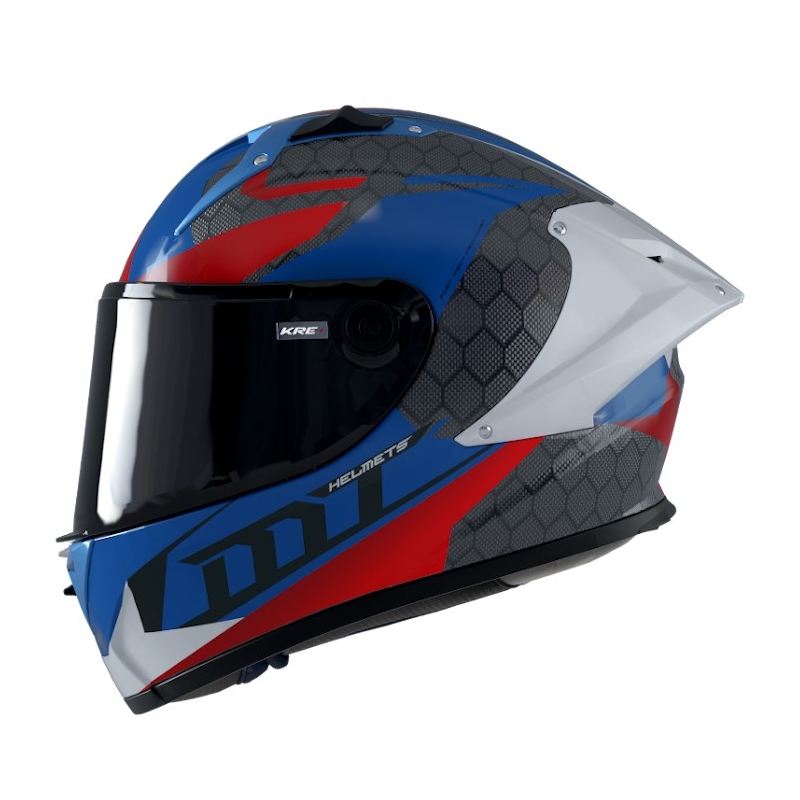 MT FF103PLUSC Casque moto intégral KRE+ Carbon Projectile D7 gris-blanc-rouge-bleu