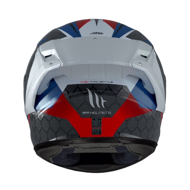 MT FF103PLUSC Casque moto intégral KRE+ Carbon Projectile D7 gris-blanc-rouge-bleu