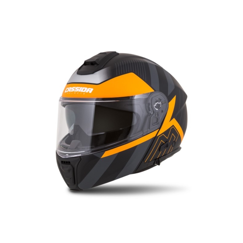 Casque de moto modulable Cassida Modulo 2.0 Profile noir-gris-orange soldes
