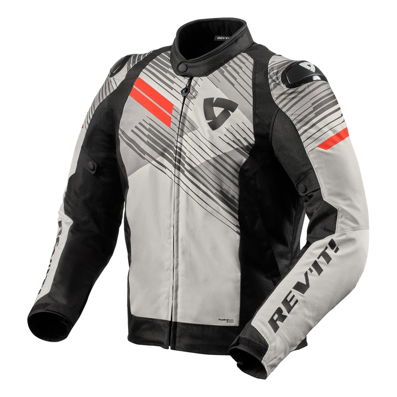 Veste de moto Revit Apex H2O gris-rouge fluo soldes