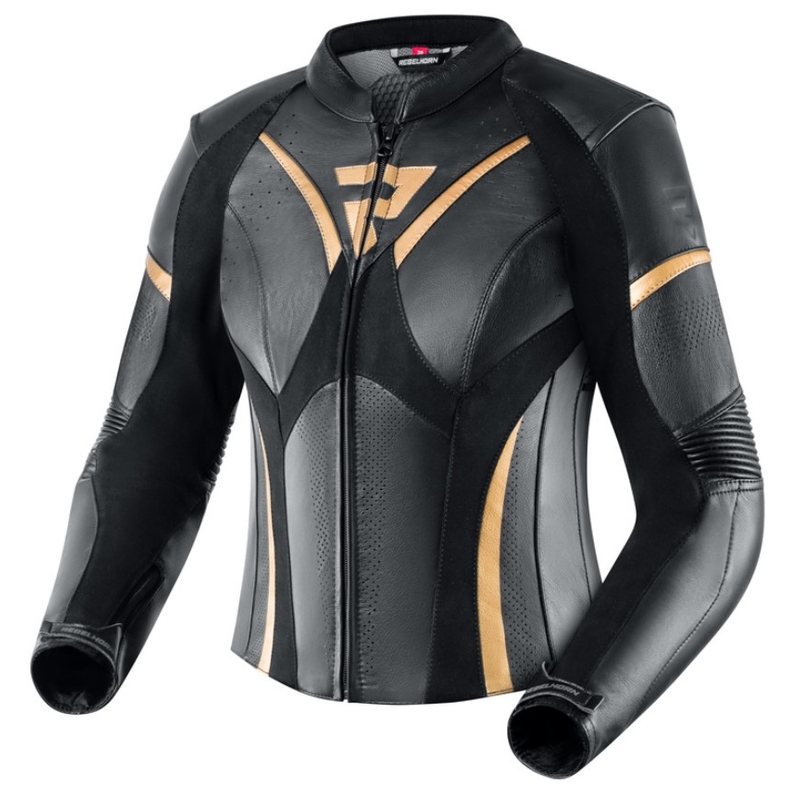 Veste de moto Rebelhorn Rebel noir et or pour femme