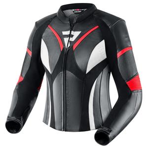 Veste de moto Rebelhorn Rebel Black-White-Fluo Red pour femme