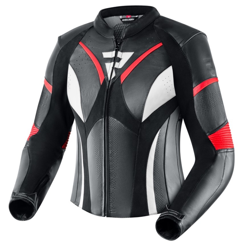 Veste de moto Rebelhorn Rebel Black-White-Fluo Red pour femme