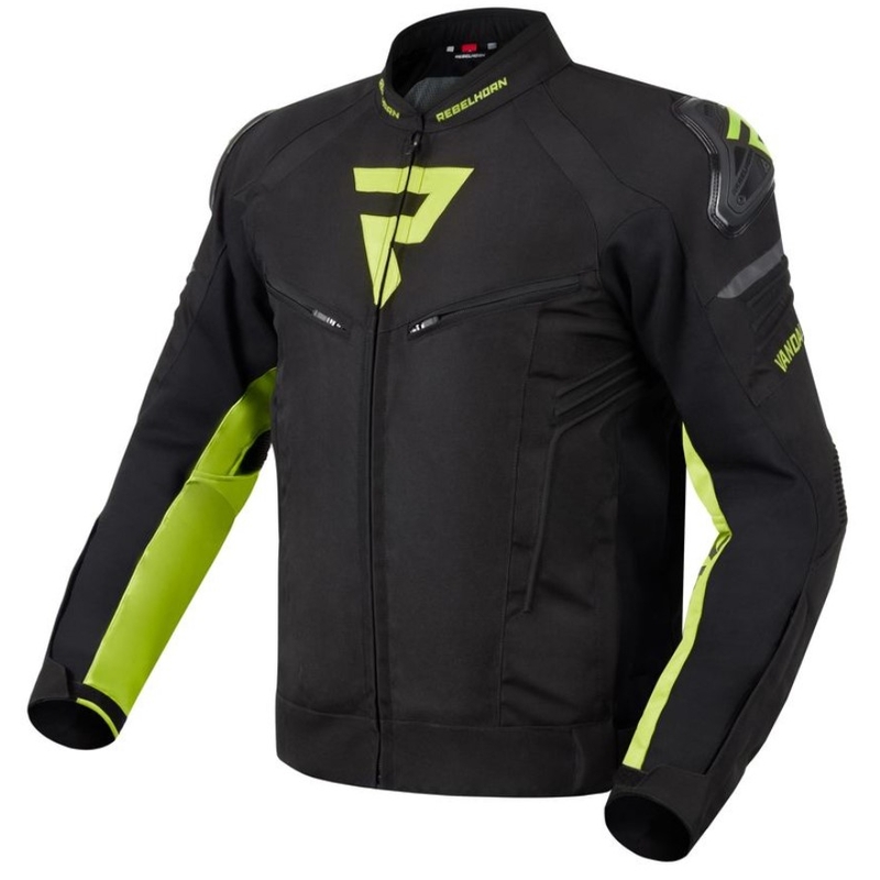 Veste de moto Rebelhorn Vandal noir-jaune fluo soldes